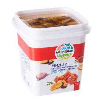 Мидии Меридиан с вял.томат/чеснок/зеленью 270г