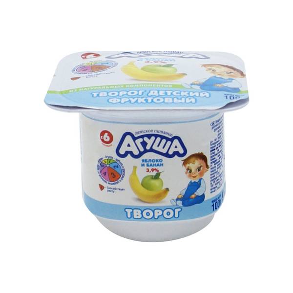Творог Агуша 3.9% фруктовый яблоко/банан 100г