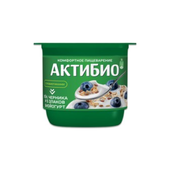 Йогурт Актибио 130г черника/5злаков/лен