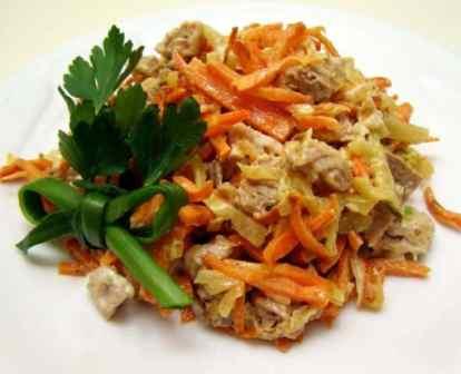 Салат Из печени с грибами