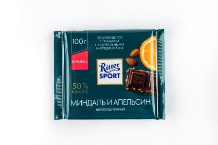 Шоколад Риттер Спорт темный миндаль/апельсин 100г