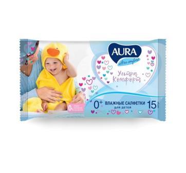 Салфетки Аура Ультра комфорт детские 15шт